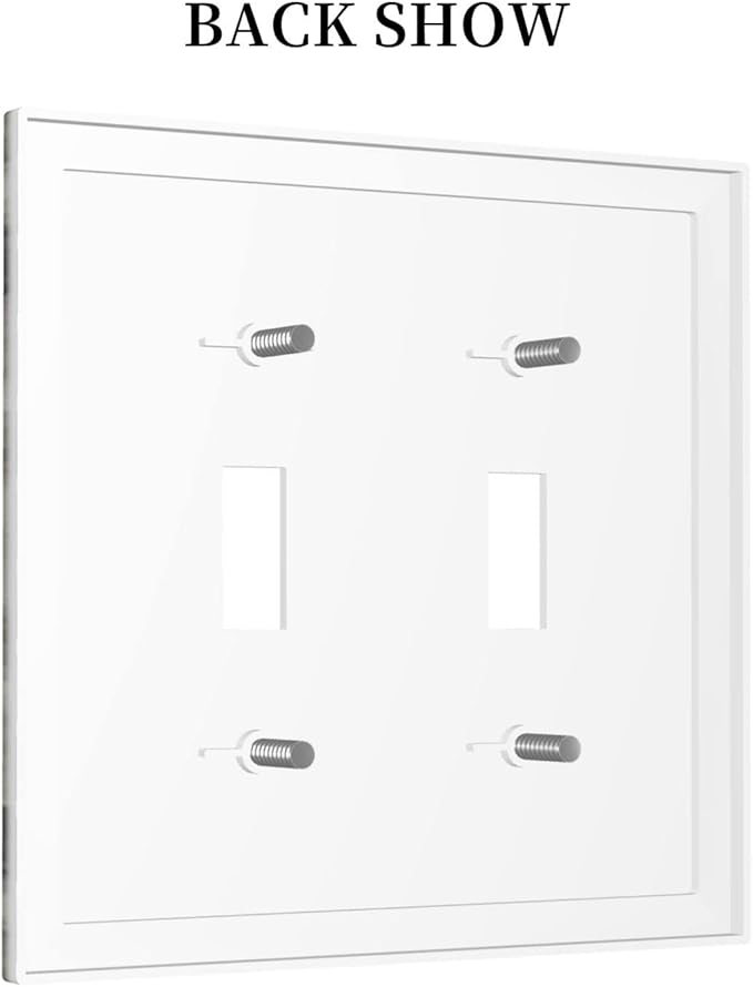 Farmhouse Grey Wood Barn Door Double Toggle Light Switch Cover Decorative 2 Gang Electrical Switchplate Faceplate Rustic Country Gray Wall Plates for Kitchen Bedroom Bathroom Dector (Plastic）