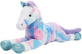 Tezituor 35 Inch Big Horse Stuffed Animals Plush Toy, Large Rainbow Stuffed Horse Toys Gift Soft Blue Pony Plush Body Pillow for Boys Girls