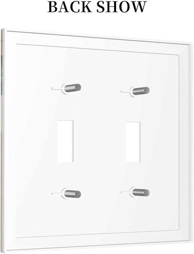 Vintage Abstract Retro Minimalist Aesthetic Art Mid Century Boho Sun Bohemian Palm Leaf Decorative 2-Gang Double Toggle Outlet Light Switch Wall Plate Electrical Receptacle Faceplate Cover Jumbo Size