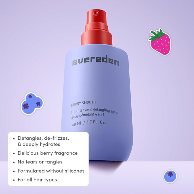 Evereden Kids Travel Set: Clean & Vegan 5-Piece Skin & Hair Care Set for Kids |Kids Face Cream, Face Wash, Detangling Shampoo, Conditioner & Spray With Travel Bag | Stocking Stuffers for Kids