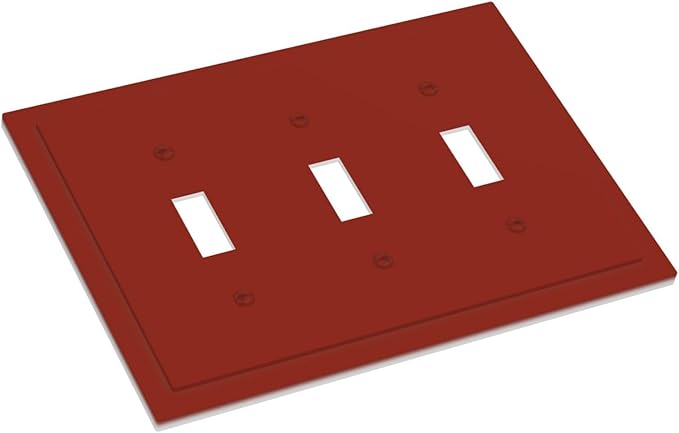 Decorative Brown/Wine Red 3 Gang Toggle Light Switch Wall Plate Cover Triple Toggle, Dark Solid Red Three Toggle Decorator Light Switch Face Wallplate Oversized