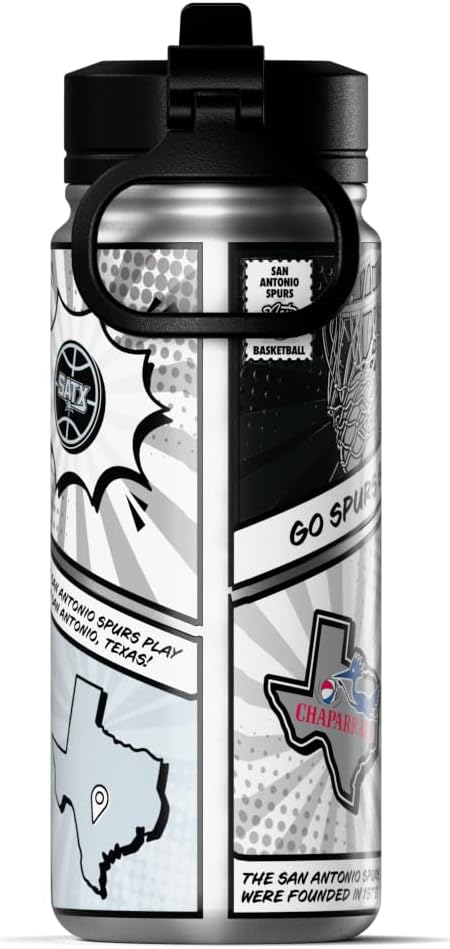 Hydrapeak x NBA San Antonio Spurs 20 oz Stainless Steel Water Bottle, Officially Licensed Double Wall Insulated Sports Bottle with Straw Lid, Reusable Leakproof Gift for Kids & Adults