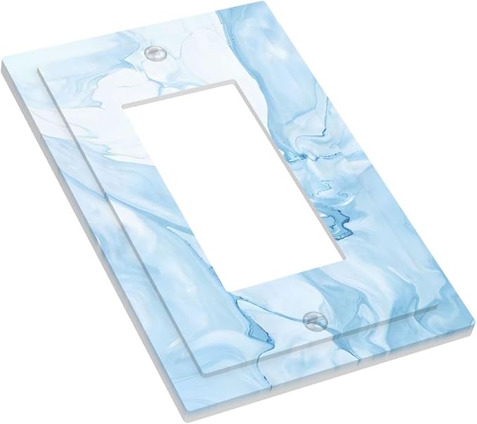 Navy Blue Sea Waves Spilled Ink Marble Simplicity Print Decorative Outlet Covers 1 Gang Single Rocker Light Switch Cover Plate Wall Plates GFCI Faceplate for Bathroom Living Room Decor
