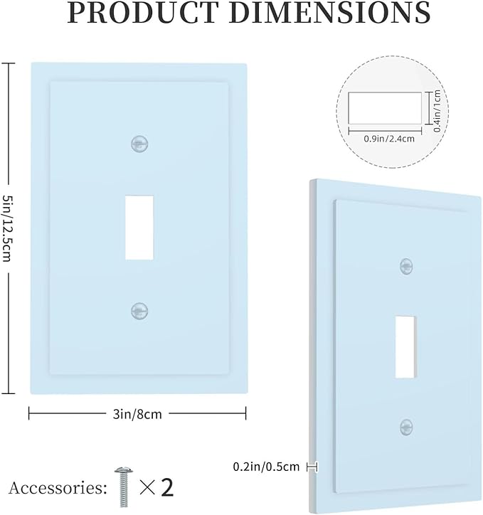 Decorative Solid Light Blue 1 Gang Single Toggle Light Switch Cpver Electrical Elegant Aqua/Teal Royal Blue Wall Plate Decorator Outlet Switchplate Faceplate Covers