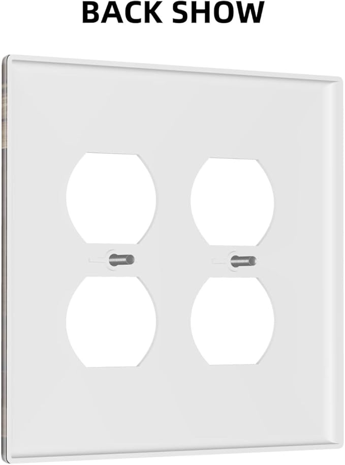 Brown Wooden Barn Door Old Wood Print Outlet Covers 2 Gang Double Duplex Decorative Light Switch Covers Electrical Wallplates Socket Faceplate for Farmhouse Home Decor