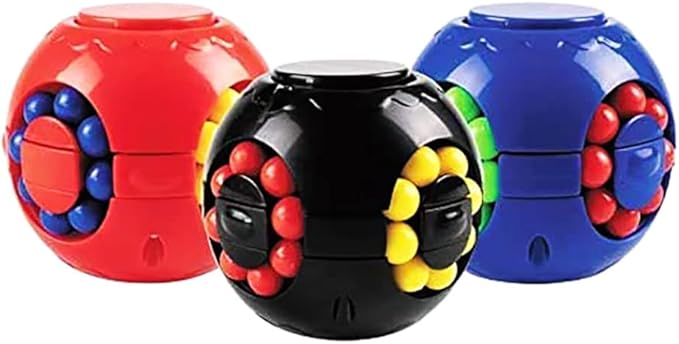 Rotating Bean Magic Cube Puzzle Fidget Toys Anti Stress Ball IQ Games Educational Sensory Easter Gift for Boys Girls Kids Children Adults (Black)