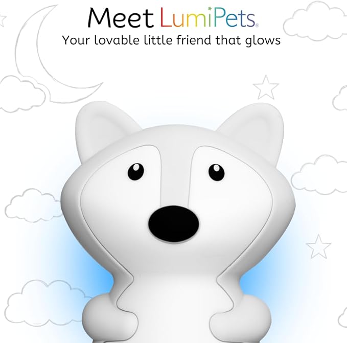 Lumipets Junior Fox Night Light, Soft Silicone Material, 8 Soothing Colors, Cordless, Easy Control, Portable