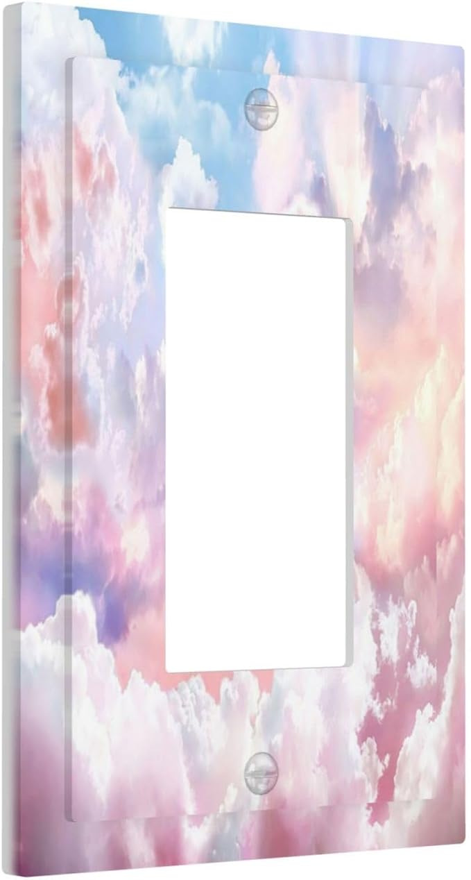 Colorful Abstract Clouds 1 Gang Light Switch Cover Single Rocker Decorative Receptacle Outlet Covers GFCI Electrical Faceplate Switchplate for Bedroom Bathroom Kitchen Art Decor