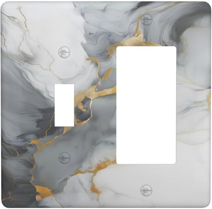Gold Marble Grey Art Abstract Luxury Print Outlet Covers 1 Toggle 1 Rocker Combination Decorative Wall Plate Electrical Switch Plates Light Switch Cover Plate for Kitchen Bathroom Decor