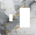 Gold Marble Grey Art Abstract Luxury Print Outlet Covers 1 Toggle 1 Rocker Combination Decorative Wall Plate Electrical Switch Plates Light Switch Cover Plate for Kitchen Bathroom Decor