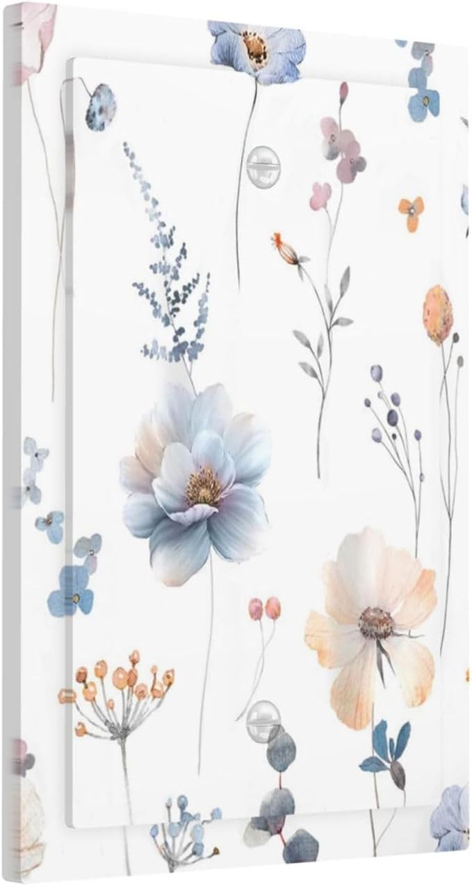 Wildflowers Plant Leaves Floral Berry Light Switch Cover Plate 1 Gang No Device Blank Electrical Wall Plates Faceplate Decorative Switch Plate for Bed Room Living Room Decor