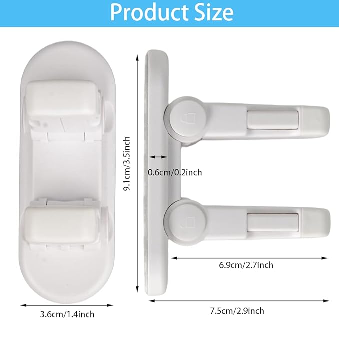 Improved Childproof Door Lever Lock（4 Pack）Prevents Toddlers from Opening Doors. Durable ABS with Adhesive Backing. Simple Install, No Tools Needed