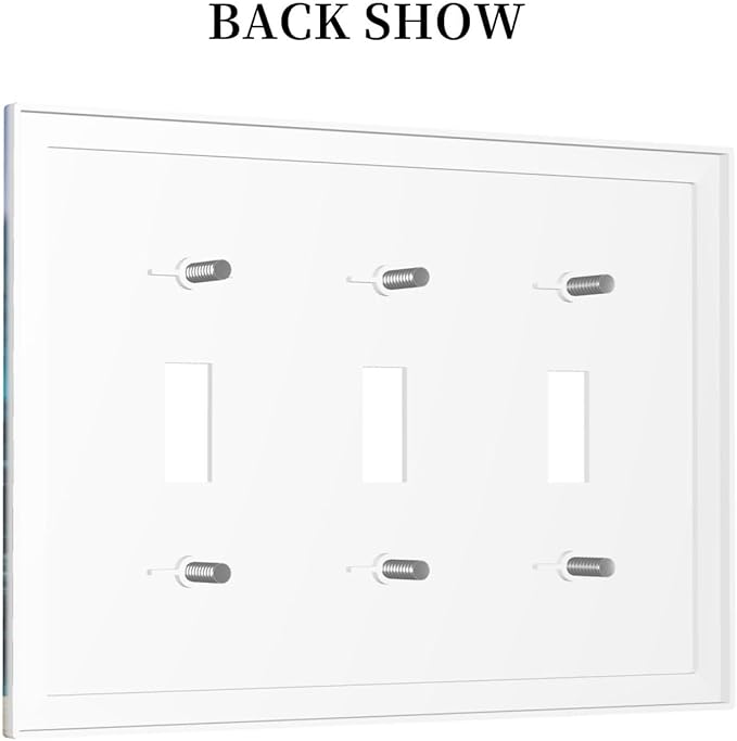 Decorative Light Switch Plate Covers Angry Shark Chased Funny Dog Underwater Sea 3 Gang Wall Plate Switch Cover Plate Triple Toggle Jumbo Electrical Faceplate for Bedroom Decor