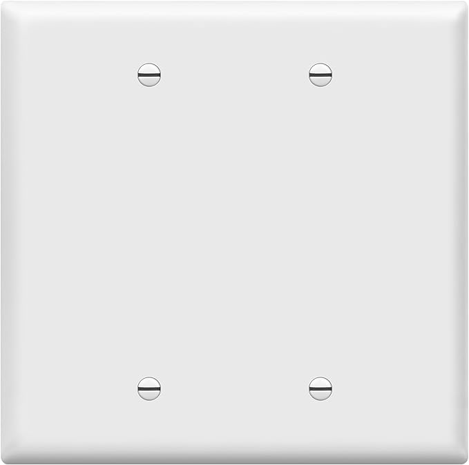 ENERLITES Blank Device Wall Plate, 2-Gang 4.88" x 4.92", Mid-Size, Unbreakable Polycarbonate Thermoplastic, UL Listed, 8802M-W, White, 2-Gang Mid Size