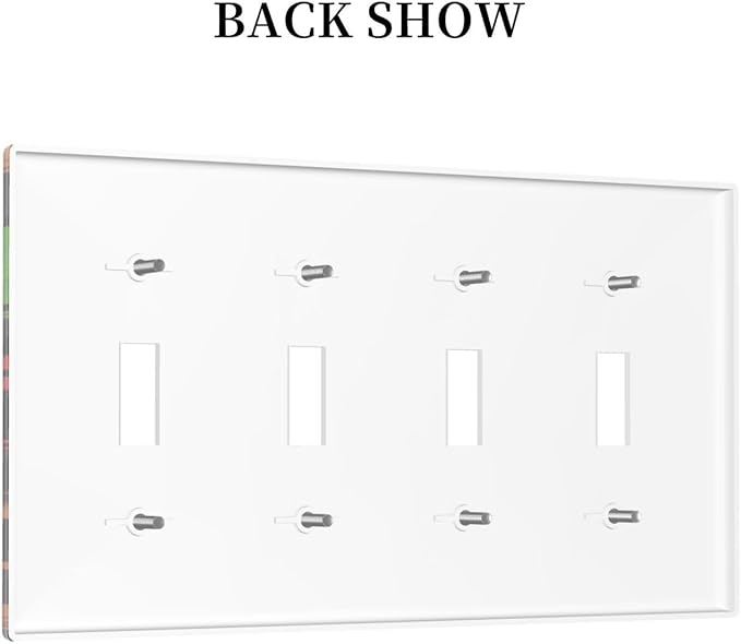 Gaming Hippie Gamer Modern Gamepad Colorful Graffiti Light Switch Covers Quad Toggle Electrical Faceplate 4 Gang Wall Plate Decorative Switch Plates Cover for Kids Room Nursery Decor