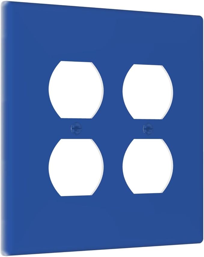Blue 2 Gang Double Duplex Receptacle Combo Outlet Light Switch Cover Wall Plate Electrical Faceplate Decorative Dual Device Switchplate