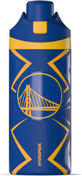 Hydrapeak x NBA Officially Licensed Golden State Warriors Oasis 20 oz Insulated Kids Water Bottle, Stainless Steel Water Bottle Kids with Chug Lid, Push Button