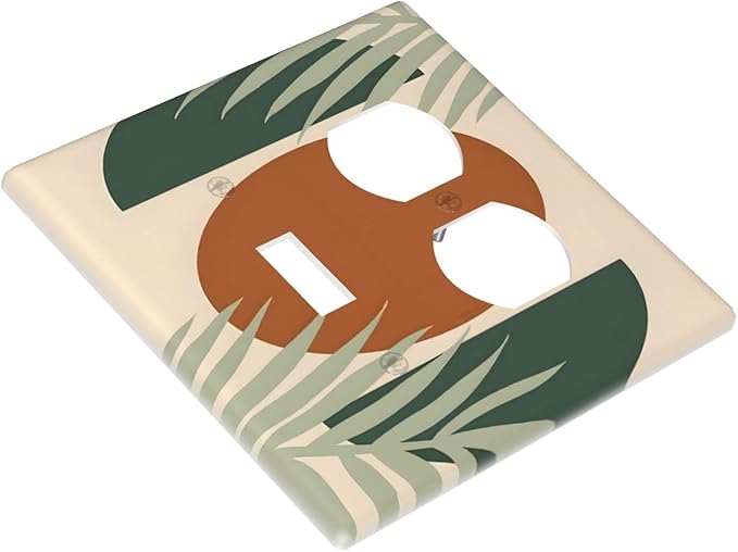 Outlet Covers Vintage Boho Sun Leaf 2 Gang Decorative Switch Plates 1 Toggle Duplex Combo Light Switch Cover GFCI Electrical Wall Plates for Bathroom Bedroom Decor