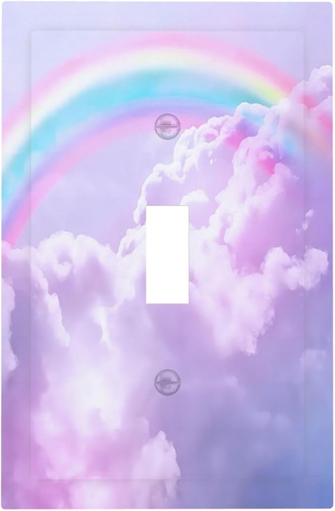 Outlet Covers Rainbow Sky with Clouds 1 Gang Duplex Light Switch Cover Plate Decorative Wall Plates Electrical Switchplate Receptacle for Bathroom Home Decor（2 Pack）
