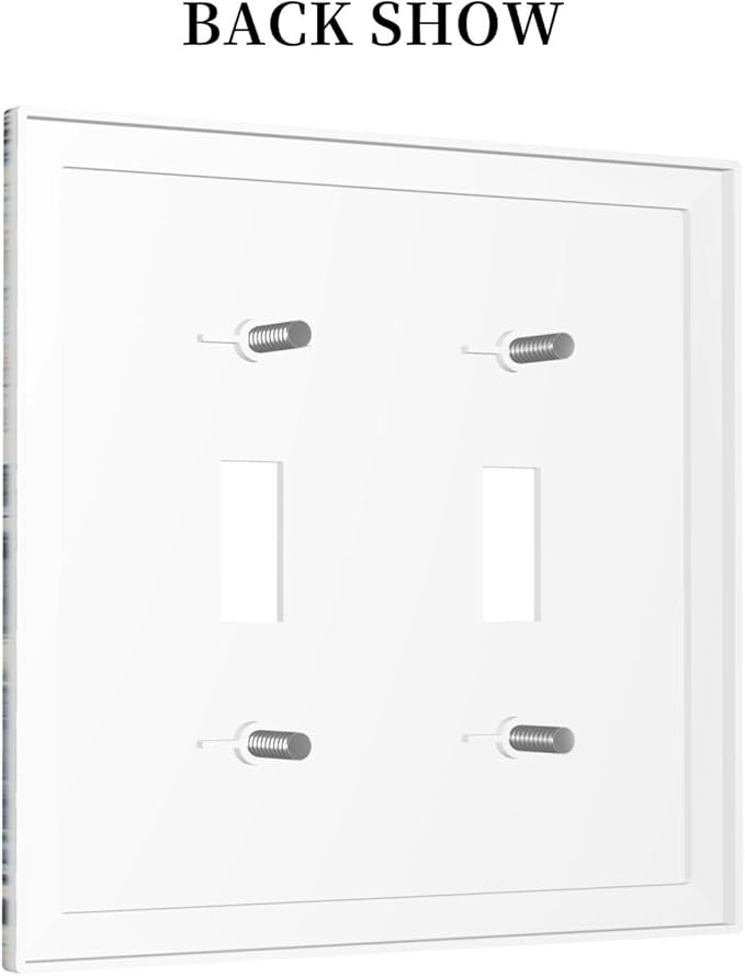 Decorative Switch Plates Blue Grey Marbling Modern Abstract Design 2 Gang Double Toggle Wall Plate Outlet Light Switch Cover Electrical Faceplate for Bedroom living Room Decor