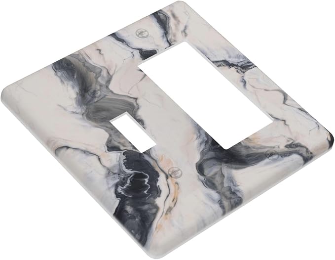Abstract Marble Textured Modern Luxury Print Outlet Covers 1 Toggle 1 Rocker Combination Decorative Wall Plate Electrical Switch Plates Light Switch Cover Plate for Bathroom Kitchen Decor
