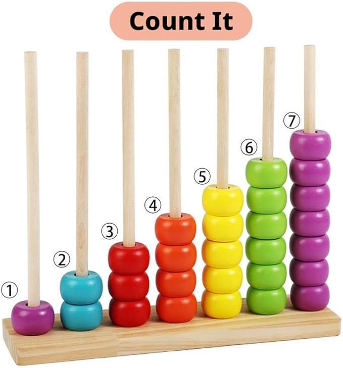 Color Stack Challenge, Wooden Color Matching Stacking Puzzle Game, Color Recognition Sensory Tabletop Brain Teaser Educational for Ages 3 and Up Boys Girls Gift
