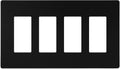 ENERLITES Screwless Decorator Wall Plates Child Safe Outlet Covers, Gloss Finish, Medium Size 4-Gang 4.88" H x 8.58” L, Unbreakable Polycarbonate Thermoplastic, SI8834M-BK, Black