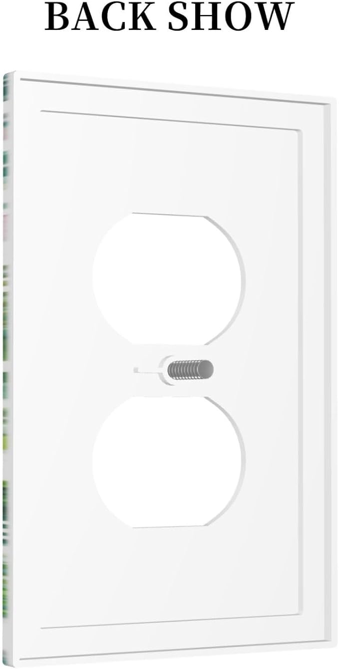 Tropical Palm Leaves Green Jungle Botanical Floral Flowers Outlet Covers 1 Gang Duplex Light Switch Cover Decorative Switch Plates Electrical Receptacle Faceplate Wall Plate for Bedroom Living Room