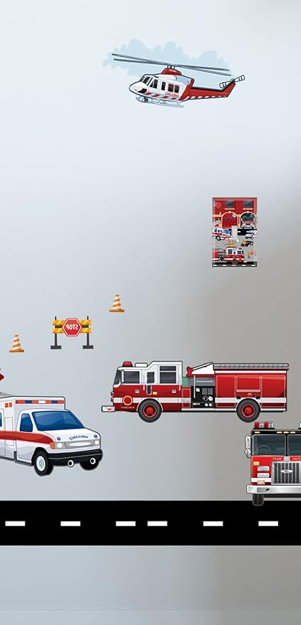 Fire House Boys Room Light Switch Cover Plate Kids Decorative Nursery Teen Toddler Room Decor Bedroom Bathroom Playroom (Fire Truck Station)