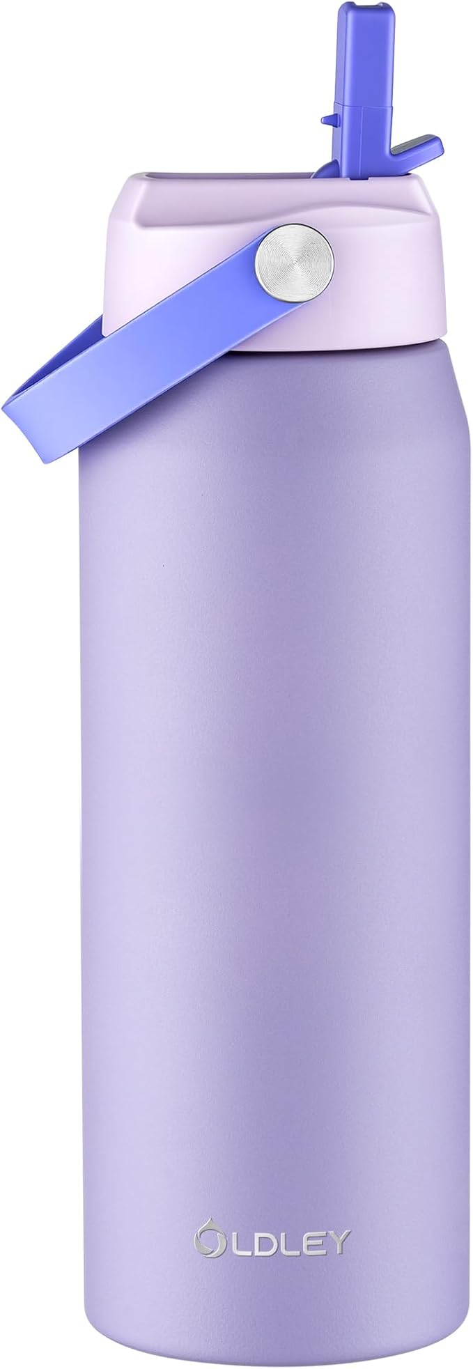 Oldley 24oz Insulated Water Bottle with Straw, Stainless Steel Water Bottle for Sports, Travel, School, BPA-Free Sports Bottles for Adult Kids, Leak-Proof, Purple