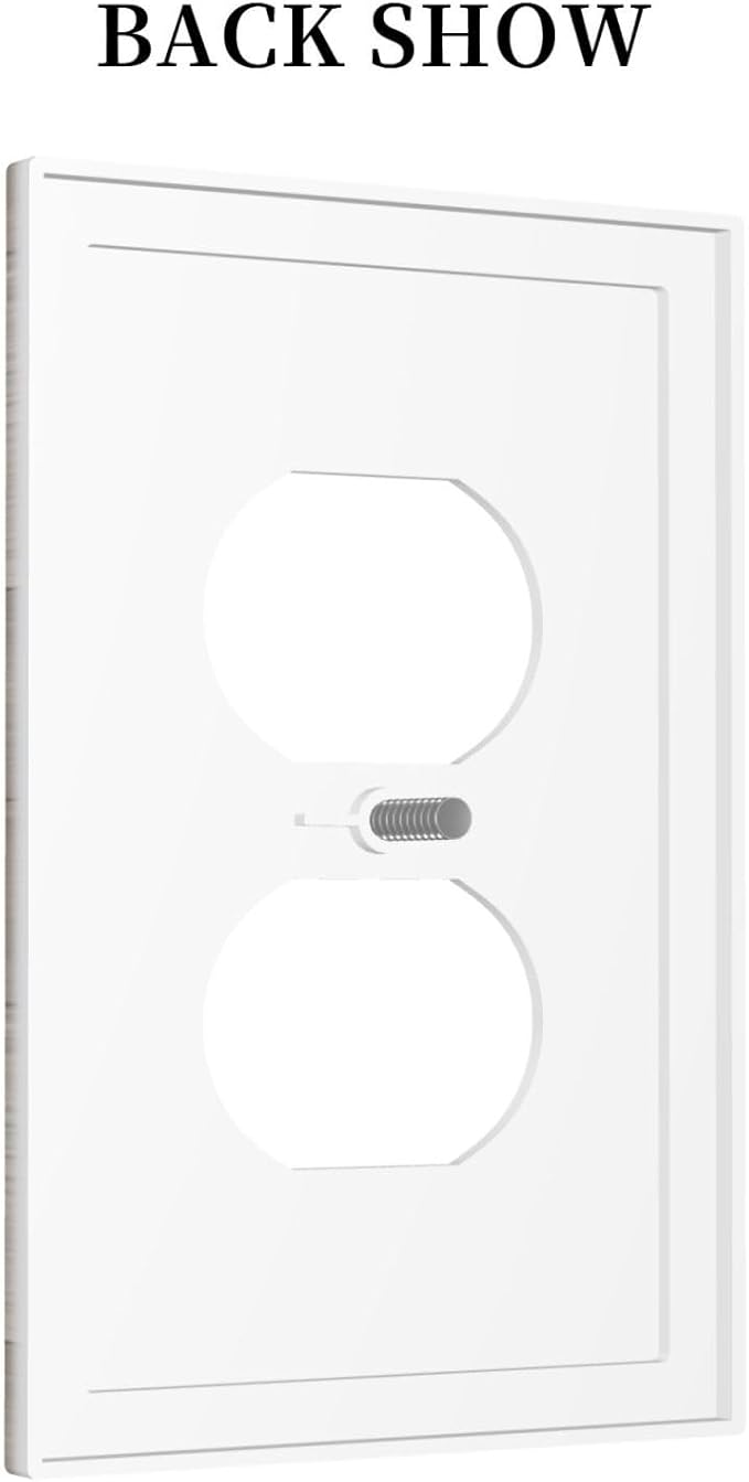 Farmhouse White/Brown Wood Sweet Home 1 Gang Duplex Wall Plate Receptacle Outlet Covers Rustic Vintage Country Wooden Letters Decorative Electrical Dual Device Light Switch Plug Socket Faceplate Cover