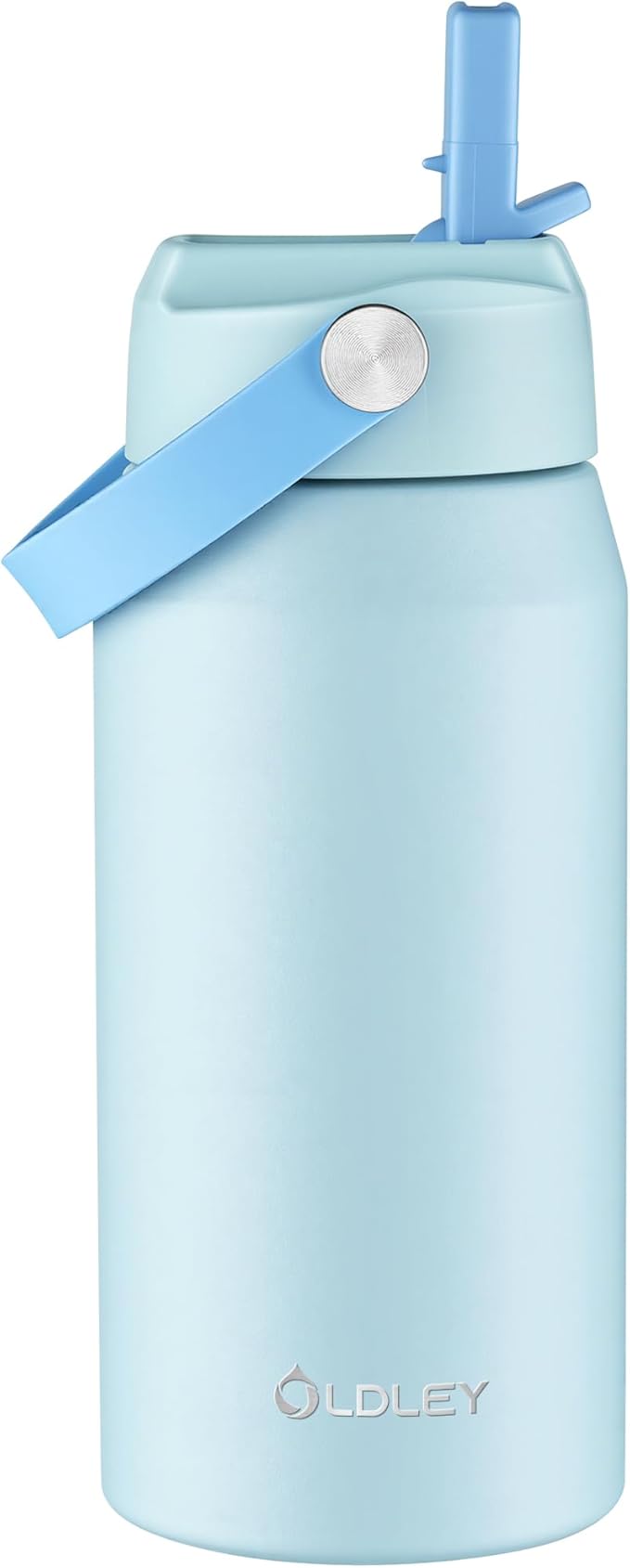 Oldley 18oz Insulated Water Bottle with Straw, Stainless Steel Water Bottle for Sports, Travel, School, BPA-Free Sports Bottles for Adult Kids, Leak-Proof, Light Blue