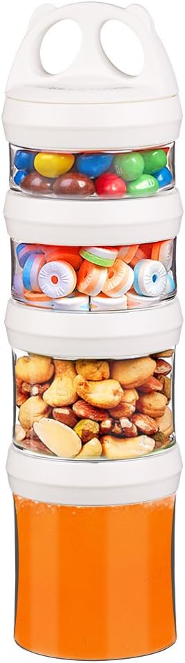 BeneLabel Stackable Food Storage Containers with Twist Lock System - BPA-Free Tritan Containers for Travel, Formula, Protein Powder, Snacks - Leakproof & Dishwasher Safe - 31 oz (White)