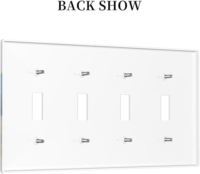 Abstract Blue Granite Luxury Watercolor Marble Texture Print Quad Toggle Light Switch Covers Decorative Unique 4 Gang Wall Plate Electrical Faceplate Switchplate for Bedroom Bathroom Decor
