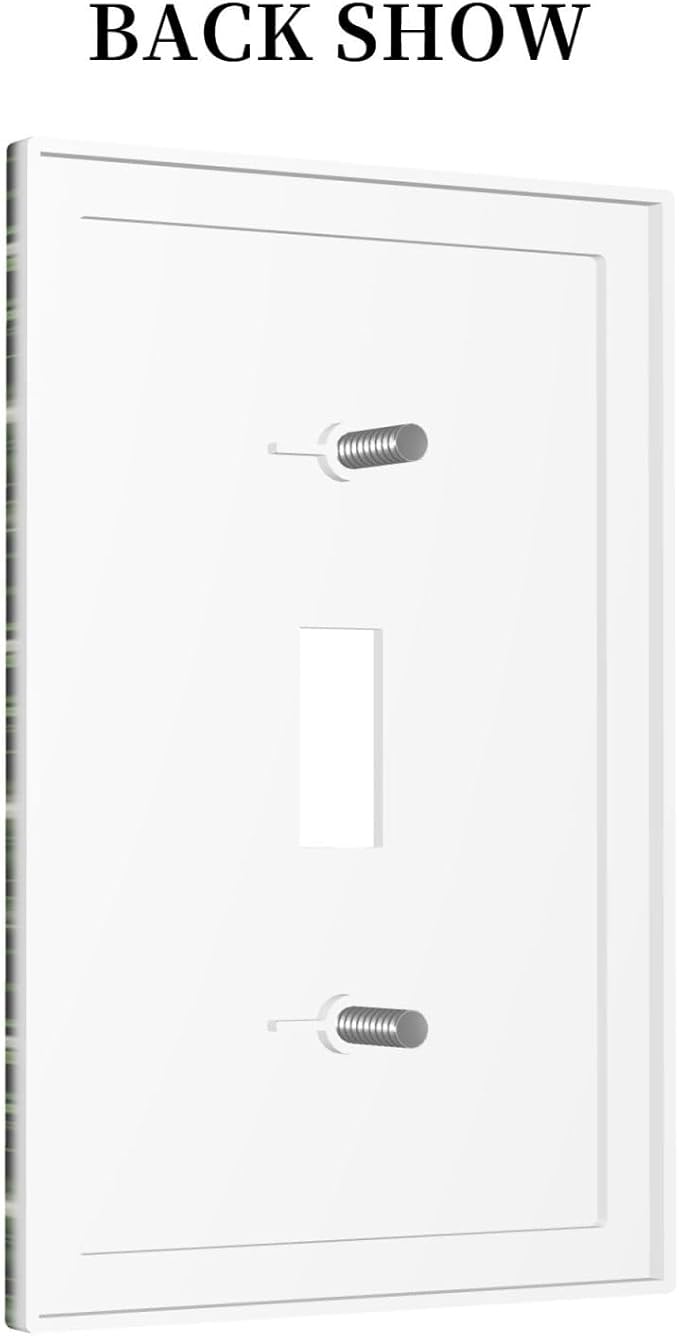 Boho Floral Green Leaves White Flowers Decorative Light Switch Cover 1 Gang Single Toggle Device Electrical Faceplate Switchplates Decorator Outlet Wall Plate for Farmhouse Bed Room Decor