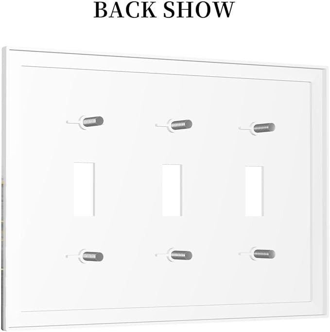 Decorative Switch Plates Black And Gold Marble White Golden Leaves 3 Gang Wall Plate Faceplate Triple Toggle Light Switch Cover Electrical Wall Panels for Bedroom living Room Decor