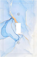 Modern Art Blue Gold Marble Abstract Luxury Print Decorative Light Switch Cover 1 Gang Single Toggle Device Electrical Faceplate Switchplates Decorator Outlet Wall Plate for Bathroom Living Room Decor