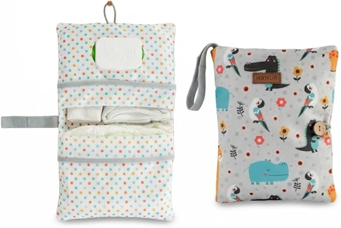 HAMUR Baby Diaper Bag Organizer – Travel-Friendly, Compact & Foldable | Stroller Pouch for Newborn Essentials – Must-Have for Boys & Girls (Animal)