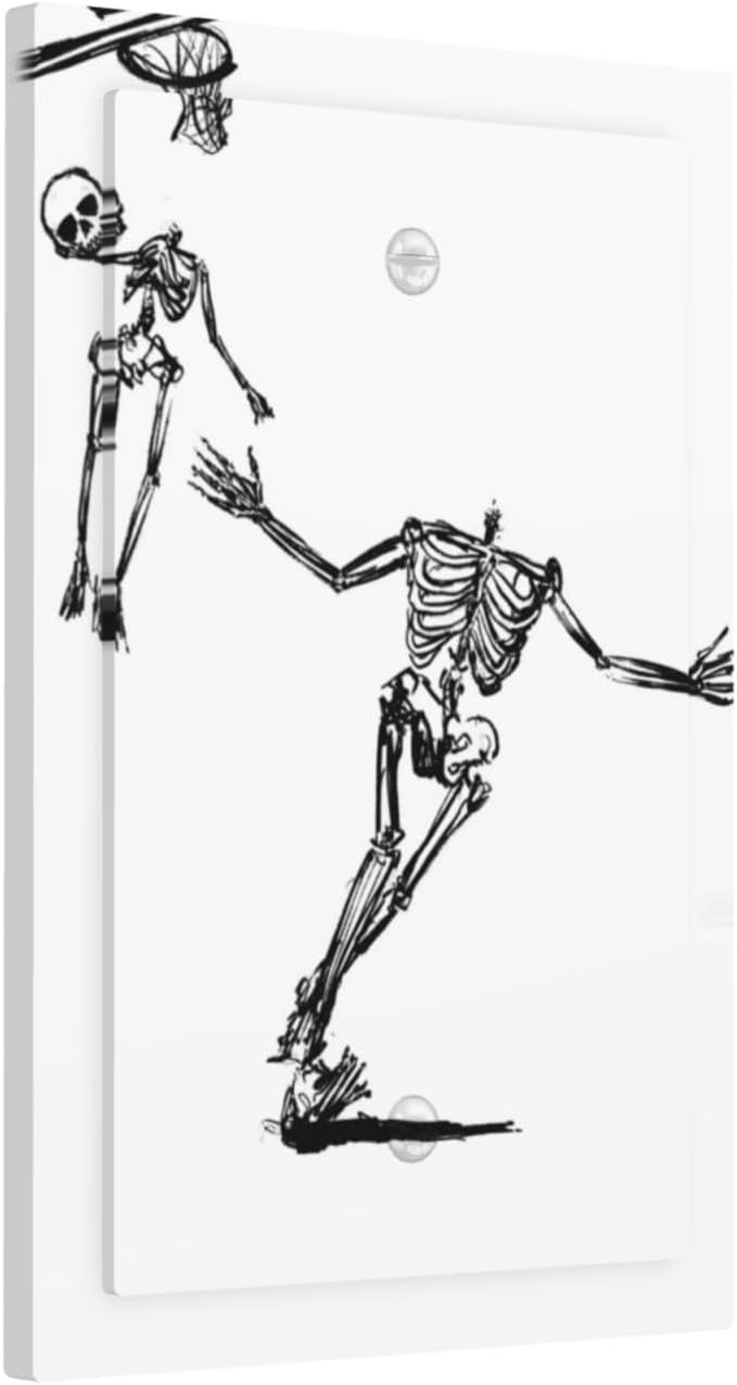 Light Switch Cover Plate Skeleton Basketball Funny Skull Stick Figure 1 Gang No Device Blank Electrical Wall Plates Faceplate Decorative Switch Plate For Home Office Decor