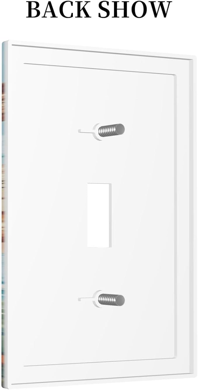 Tropical Beach Palm Tree Summer Coastal Ocean Sunset Decorative Light Switch Cover 1 Gang Single Toggle Device Electrical Faceplate Switchplates Decorator Outlet Wall Plate for Bedroom Living Room