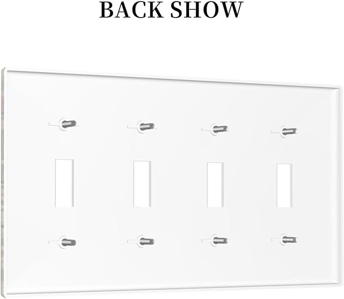 Decorative Switch Plate Cover with Vintage Wildflowers & Daisies on Light Green Background Design 4 Gang Artistic Wall Plate Unique Quad Toggle Light Switch Covers