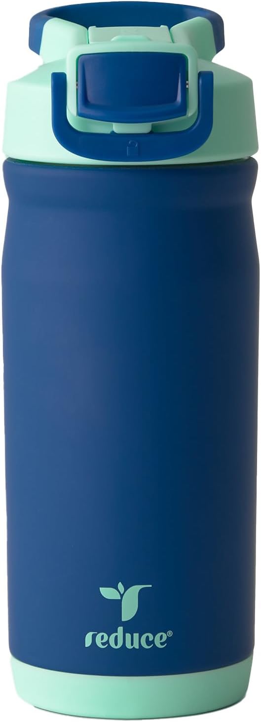Reduce Hydrate Pro Kids 14oz Stainless Steel Insulated Water Bottle w/Straw – Spill Proof Tumbler for Kids – 30 Hour Cold Retention – Dishwasher Safe Leak-Proof Design - Nautical Mist