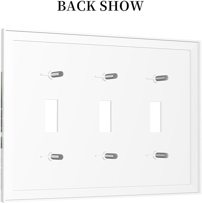 Decorative Switch Plates Boho Tropical Plant Natural Palm Leaf 3 Gang Wall Plate Triple Toggle Light Switch Cover Faceplate Electrical Wall Panels For Bed Room Living Room Decor