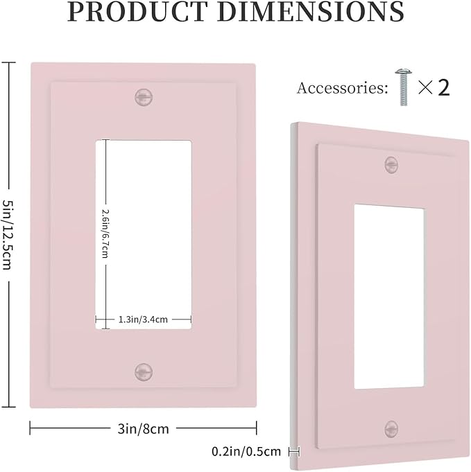 Pink Decorative 1 Gang Rocker/Decorator Outlet Light Switch Wall Plate Cover Faceplate Face Switch GFCI Outlet Cover Plate
