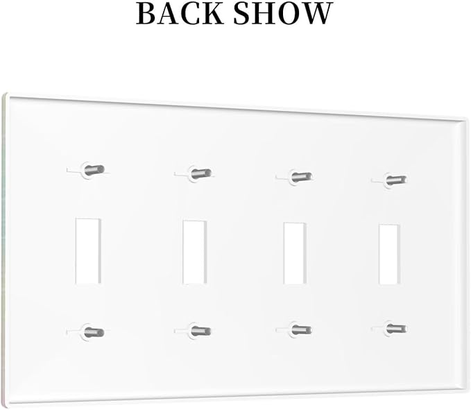 Decorative Light Switch Plate Covers Rainbow Shiny Gradient Colors 4 Gang Wall Plate Switch Cover Plate Quad Toggle Jumbo Electrical Faceplate for Kids Room Nursery Decor