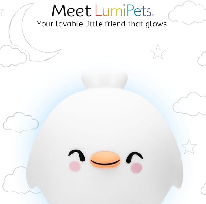 Lumipets Clara the Chick Squishy Silicone Night Light for Kids | Cute Night Light with Remote & Touch Control for Baby & Toddler Bedrooms | Color Changing Portable Animal Nightlight | Soft Mood Lamp