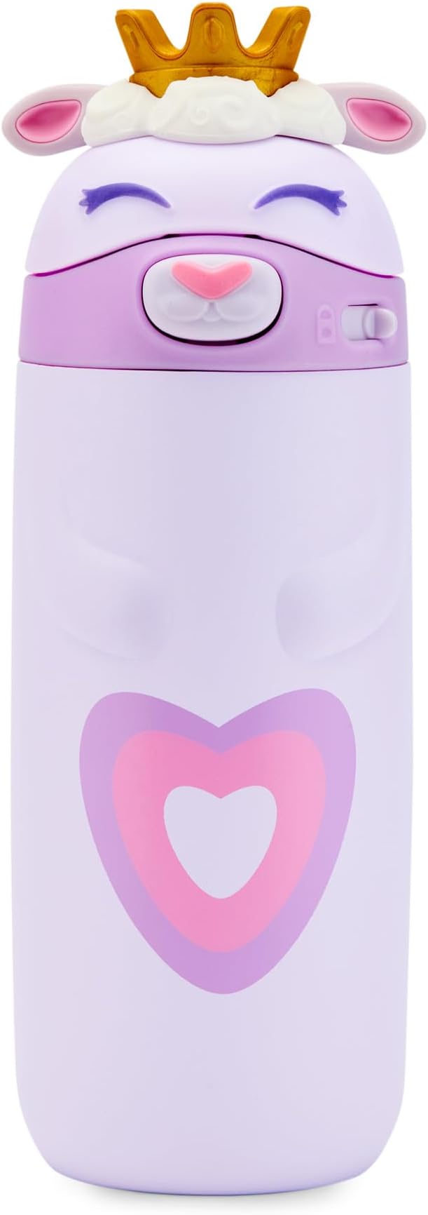 Ello Ellies 12oz Vacuum Insulated Stainless Steel Kids Water Bottle with Straw and Built-in Carrying Handle and Leak-Proof Locking Lid for School Backpack, Lunchbox and Outdoor Sports, Lamb Princess