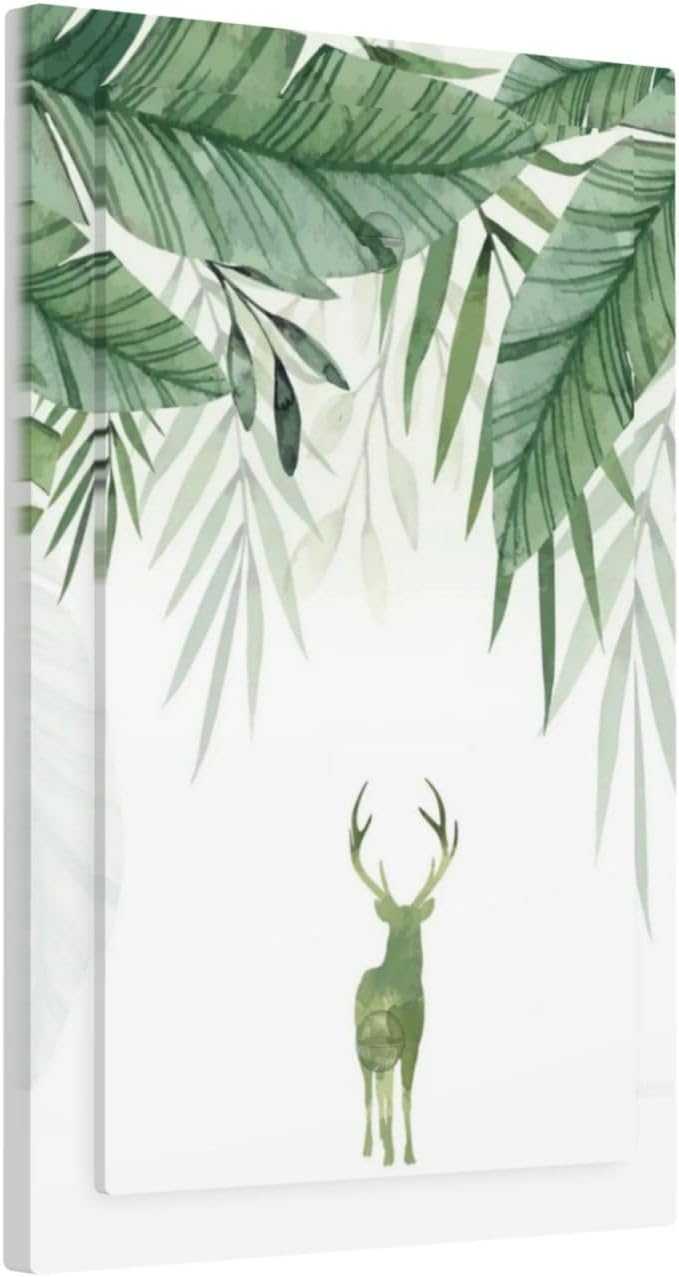 Deer Banana Leaves Palm Trees Green Plants Light Switch Cover Plate 1 Gang No Device Blank Electrical Wall Plates Faceplate Decorative Switch Plate for Bed Room Living Room Decor