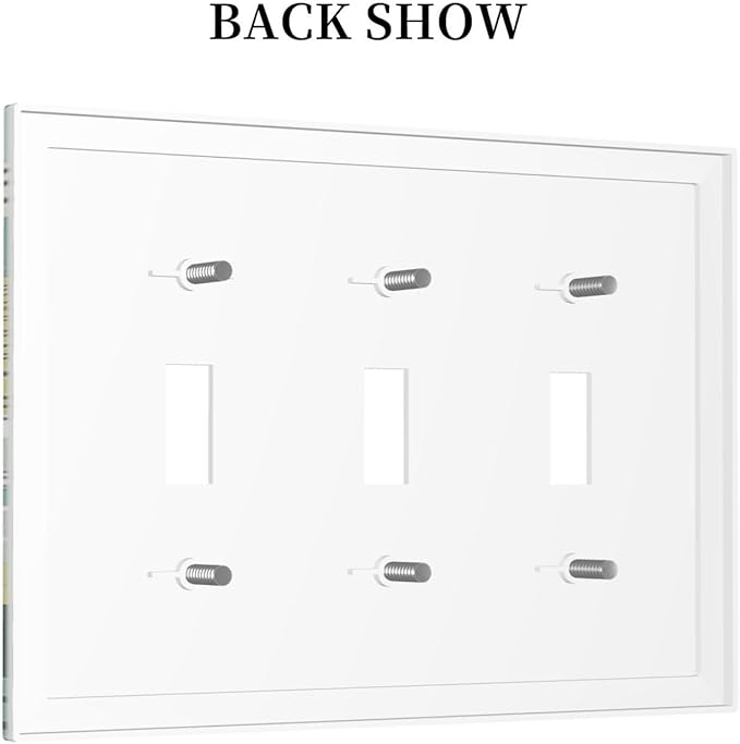 Retro Tropical Leaves 3 Gang Light Switch Cover Triple Toggle Wall Plates Decorator Receptacle Outlet Covers Electrical Switchplate Faceplate for Bedroom Bathroom Kitchen Decor