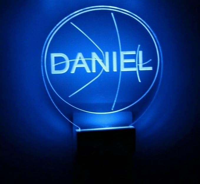 Night Light Multi Color Personalized LED Plug-in, Ultra-Slim Touch Night Light Smart Dusk to Dawn Sensor, Kids Children's Bedroom Kitchen Bathroom Hallway Play Room Variations (Basketball)
